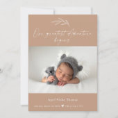 Terracotta Photo Baby Announcement Card Kaart (Voorkant)