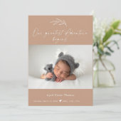Terracotta Photo Baby Announcement Card Kaart (Staand voorkant)