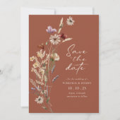 Terracotta Photo Boho Save the Date Flat Kaart (Voorkant)