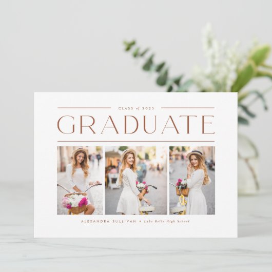 Terracotta Photo Collage Afstuderen Kaart (Staand voorkant)