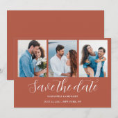 Terracotta Photo Collage Flat Save the Date Kaart (Voorkant / Achterkant)