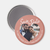 Terracotta Photo Modern Script Save the Date Magneet (Voorkant / Achterkant)