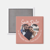 Terracotta Photo Modern Script Save the Date Magneet (Voorkant / Achterkant)