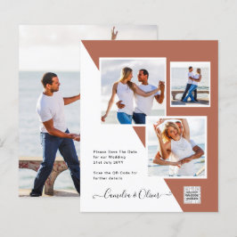 Terracotta PHOTO QR CODE Weddenschap Uitnodigt Ops