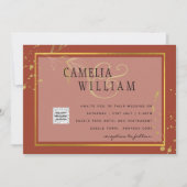 Terracotta PHOTO QR CODE Weddenschap Uitnodigt Ops (Voorkant)