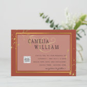 Terracotta PHOTO QR CODE Weddenschap Uitnodigt Ops (Staand voorkant)