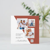 Terracotta PHOTO QR CODE Weddenschap Uitnodigt Ops (Staand voorkant)