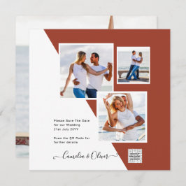 Terracotta PHOTO QR CODE Weddenschap Uitnodigt Ops