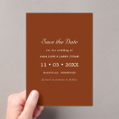Terracotta Photo Save the Date Card Acryl Uitnodigingen (Insitu (Draagbaar))