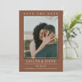 Terracotta Photo Save the Date Kaart (Staand voorkant)