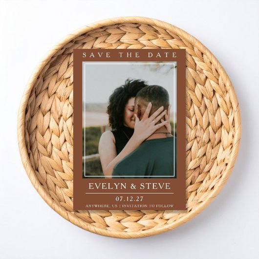 Terracotta Photo Save the Date Kaart