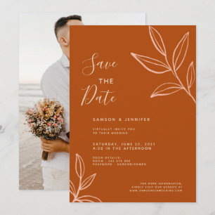 Terracotta Photo Save the Date Virtual Wedding Kaart