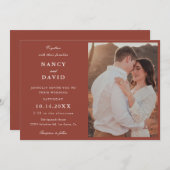 Terracotta Photo Wedding  Invitation Kaart (Voorkant / Achterkant)