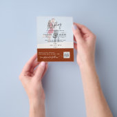 Terracotta Photo Wedding Invite QR Code Save Date Flyer (Hand)
