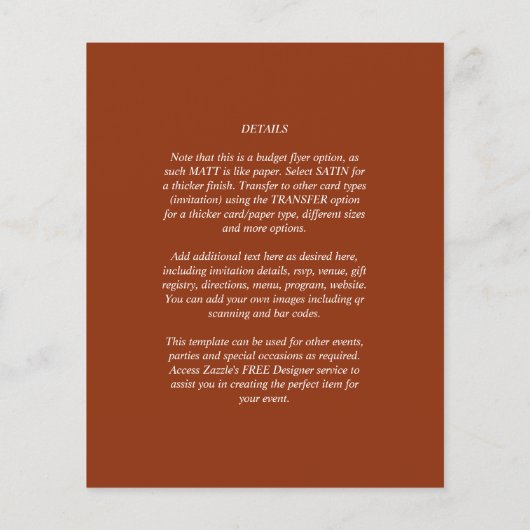 Terracotta Photo Wedding Invite QR Code Save Date Flyer (Achterkant)