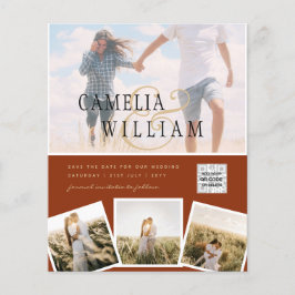 Terracotta Photo Wedding Invite QR Code Save Date Flyer