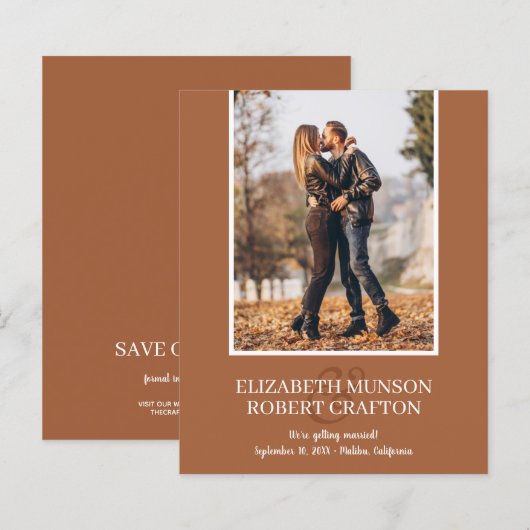 Terracotta Photo Wedding Save the Date (Voorkant / Achterkant)