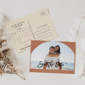 Terracotta Photo Wedding Save the Date Calendar Aankondigingskaart