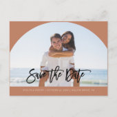 Terracotta Photo Wedding Save the Date Calendar Aankondigingskaart (Voorkant)