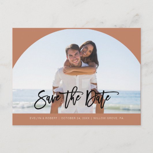 Terracotta Photo Wedding Save the Date Calendar Aankondigingskaart (Voorkant)