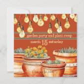 Terracotta Planten potten en Garden String Lights Kaart (Voorkant)