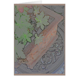 Terracotta planter op ruw ijzertafel