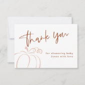 Terracotta pompoen Baby shower Bedankkaart (Voorkant)