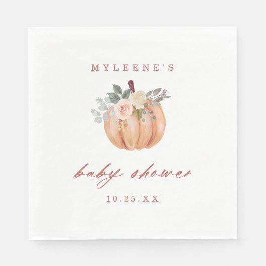 Terracotta pompoen Baby shower Servet (Voorkant)