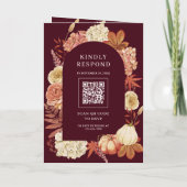 Terracotta Pompoen Bloem QR Code Bourgondi Trouwda (Achterkant)