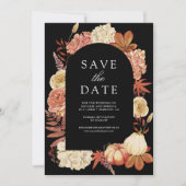 Terracotta Pompoen Bloemen Zwart Trouwen Save The Date (Voorkant)