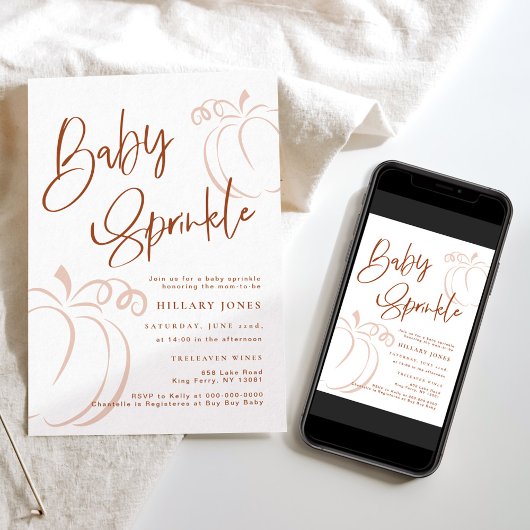 Terracotta Pompoen Herfst Boheemse Baby Sprinkle Kaart