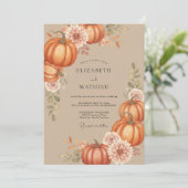 Terracotta Pompoen Herfst Eucalyptus Bruiloft Kaart (Staand voorkant)