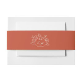 Terracotta Pompoen Monogram Buikband Uitnodigingen Wikkel