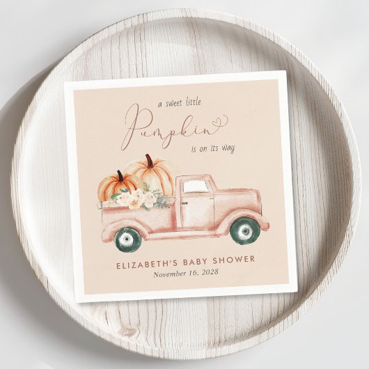 Terracotta Pompoen  Vrachtwagen Baby shower Servet