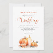 Terracotta pompoenen kaarsen herfst bruiloft kaart (Voorkant)