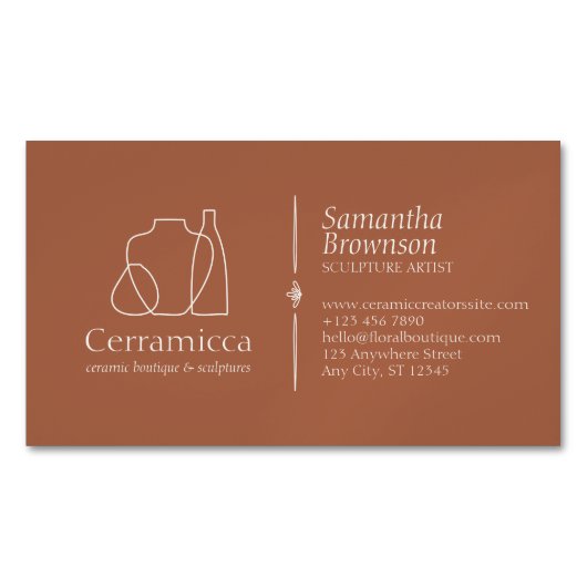 Terracotta porselein sculptuur vaas keramiek magnetisch visitekaartje (Voorkant)