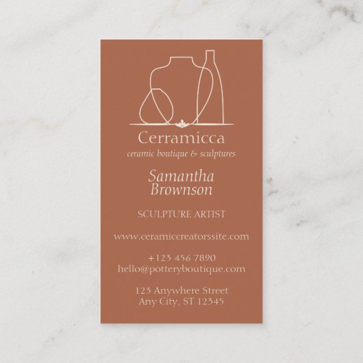 Terracotta Pottery Clay Ceramic Care Instructions Visitekaartje (Achterkant)