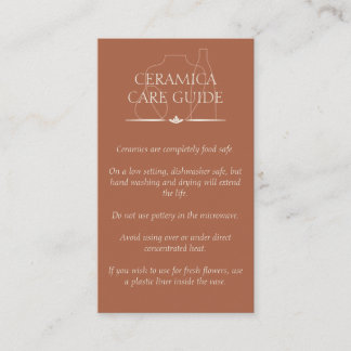 Terracotta Pottery Clay Ceramic Care Instructions Visitekaartje