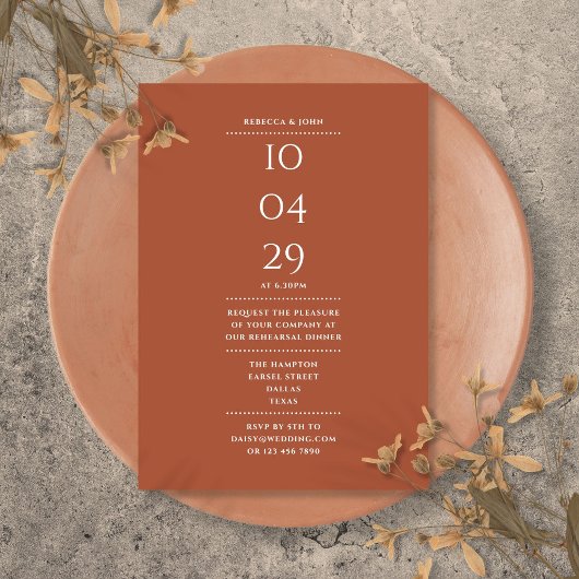 Terracotta Proefhuwelijksdiner Datum Kaart