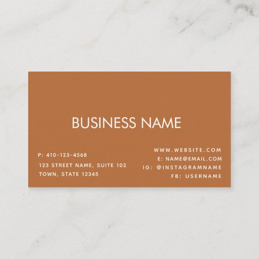 Terracotta Professional Minimalist Loyalty-Kaarten Visitekaartje (Achterkant)