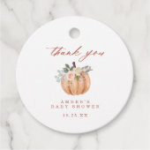 Terracotta Pumpkin Baby shower Hartelijk dank Bedankjes Labels (Voorkant)
