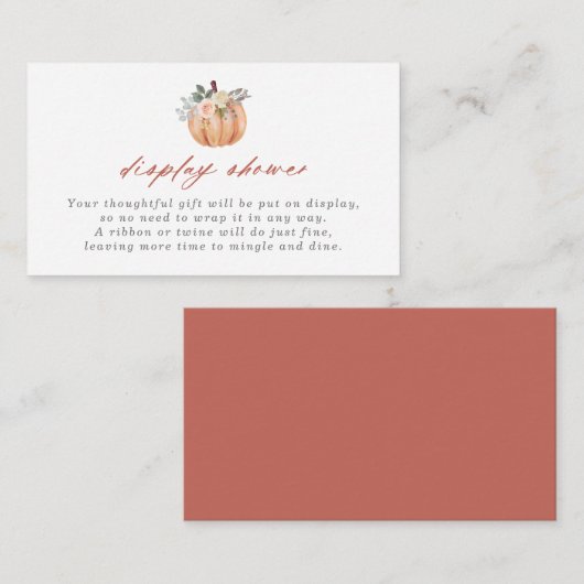 Terracotta Pumpkin en Rozen Display Shower Informatiekaartje (Voorkant / Achterkant)
