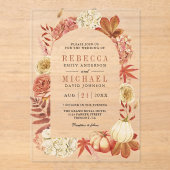 Terracotta Pumpkin Floral Wedding Acryl Uitnodigingen (Voorkant)