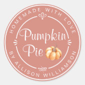 TerraCotta Pumpkin Pie Homemade Ronde Sticker (Voorkant)