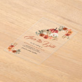 Terracotta Pumpkin Wedding Sla de datum op Acryl Uitnodigingen (Laagn)