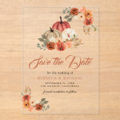 Terracotta Pumpkin Wedding Sla de datum op Acryl Uitnodigingen (Voorkant)