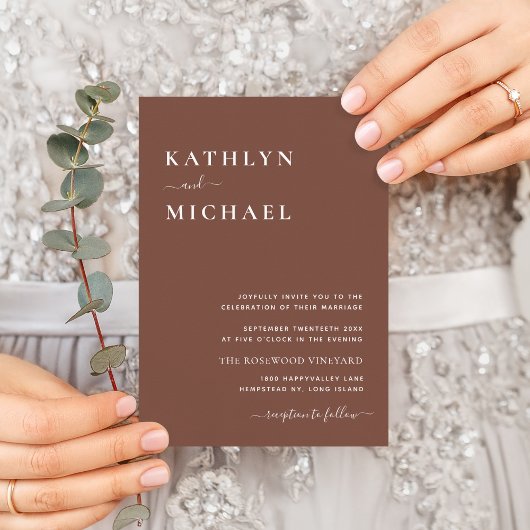 Terracotta QR-code All In One Moderne Chic Bruilof Uitnodiging Briefkaart