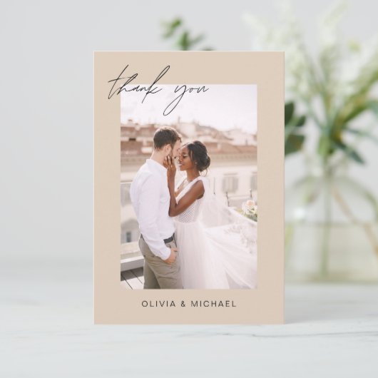 Terracotta QR Code Bruiloft Dank u Foto Bedankkaart (Staand voorkant)