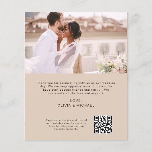 Terracotta QR code bruiloft dank u fotokaart (Achterkant)