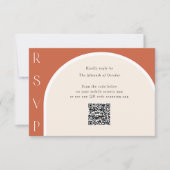 Terracotta QR-code Modern Arch Wedding online RSVP Kaartje (Voorkant)
